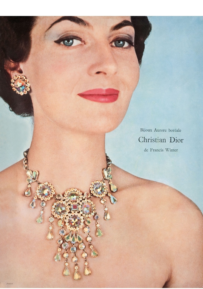 Christian Dior jewellery made with Aurora Borealis crystal, 1960