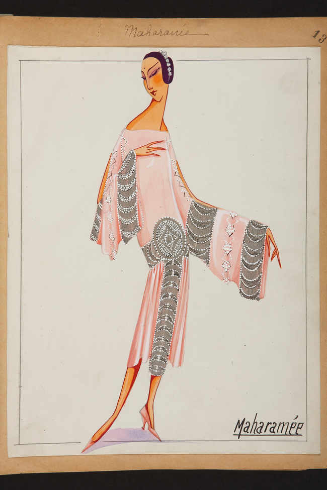Платье ‘Maharan?e’ иллюстрация, выполненная гуашью, 1925 г.