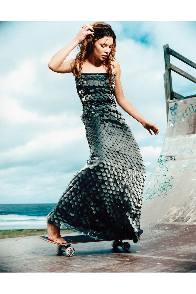 A Collette Dinnigan dress worn by model Chloe Maxwell and photographed by Carlotta Moye, published by Cleo
