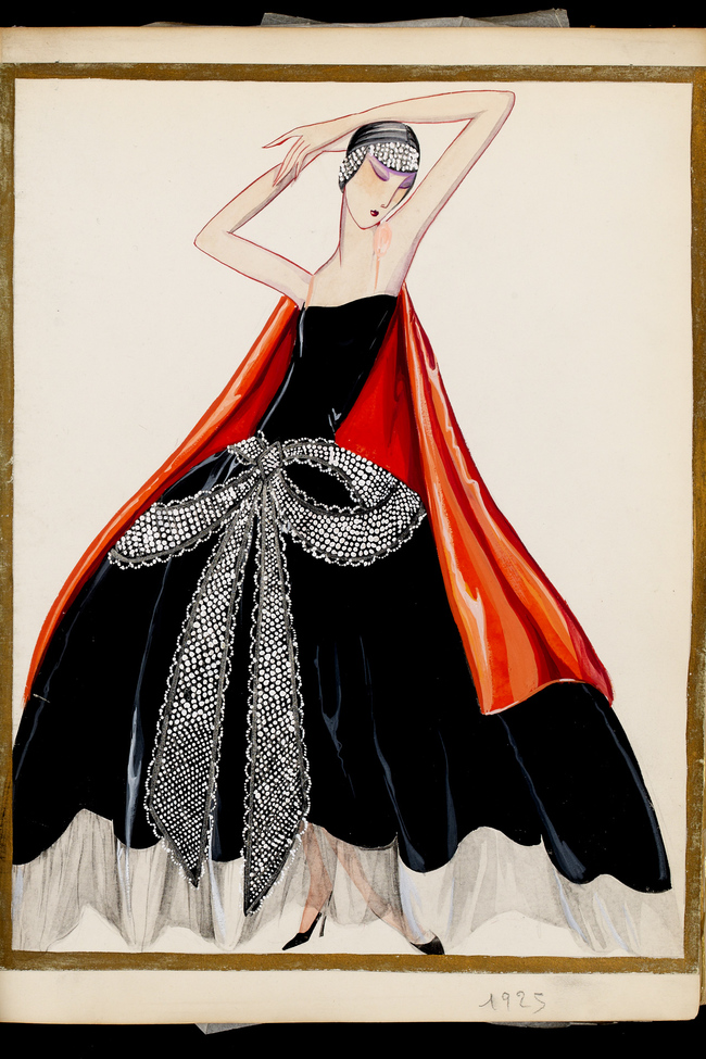Вечернее платье La Cavallini из черной тафты, украшенное «узлом», расшитым жемчугом, кристаллами и металлической нитью