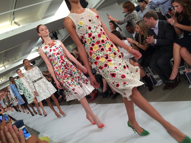Oscar de la Renta’s spring/summer 2015 floral dresses, captured by Suzy Menkes from the front row