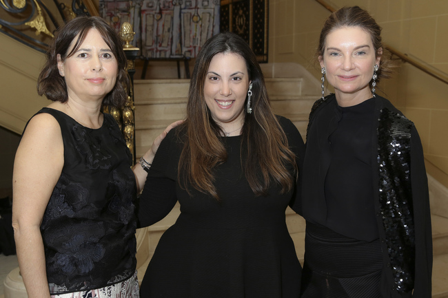 Designer Mary Katrantzou,winner of this year’s BFC/Vogue Designer Fashion Fund, flanked by Alexandra Shulman OBE, left, and Natalie Massenet MBE, right, who also serves as Chairman of the British Fashion Council