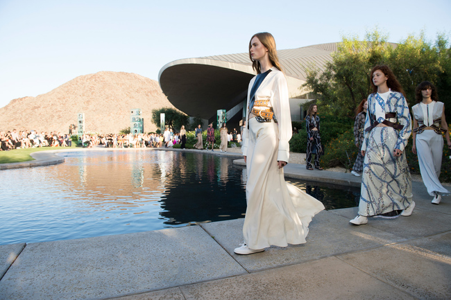 Finale of the Louis Vuitton cruise show files-out around the pool