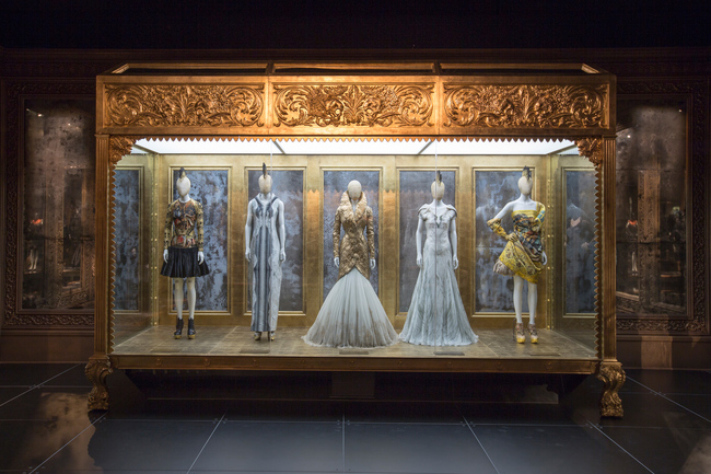 Installation view of Romantic Gothic gallery, Alexander McQueen Savage Beauty at the V&A CREDIT Victoria and Albert Museum London