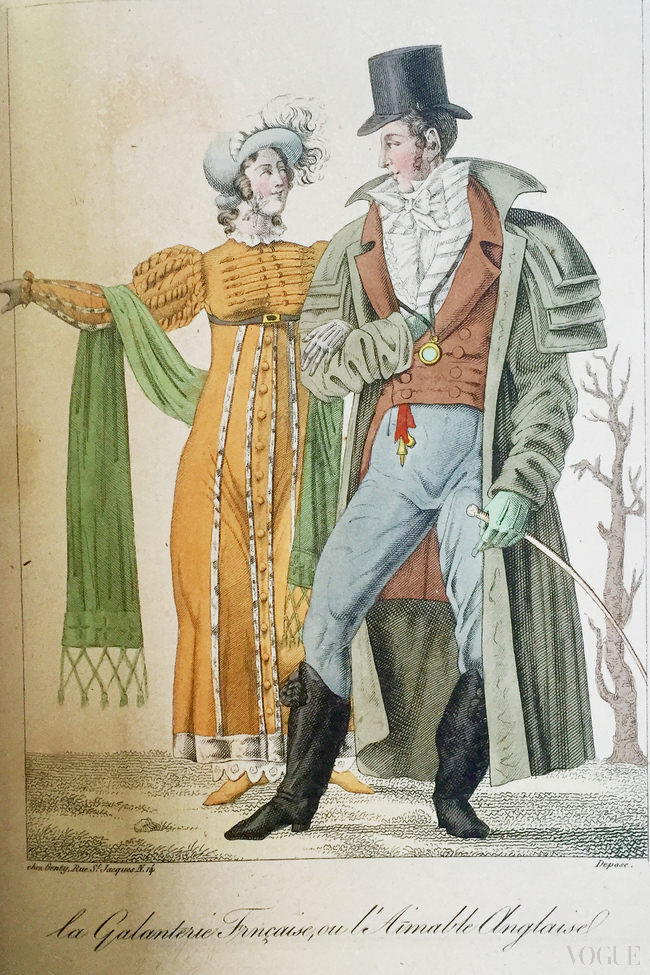 French Courtesy or The Charming Englishwoman  (1810-12) Hand coloured engraving