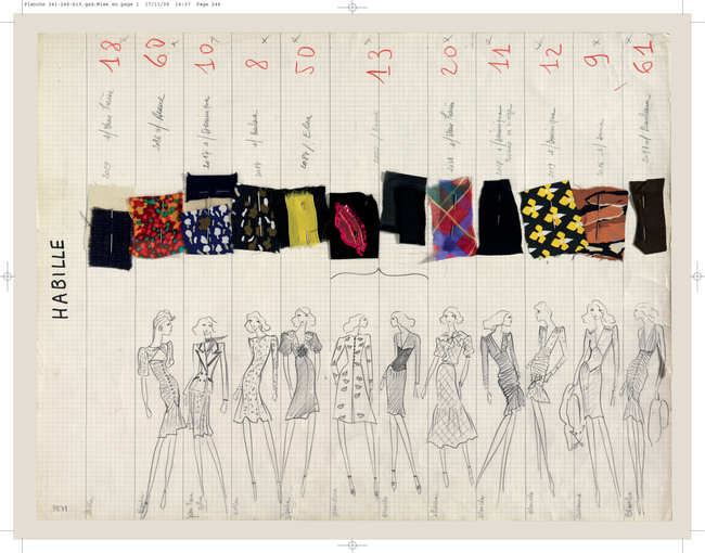 Yves Saint Laurent – Collection board of the Spring-summer 1971 haute couture ‘Scandal’collection